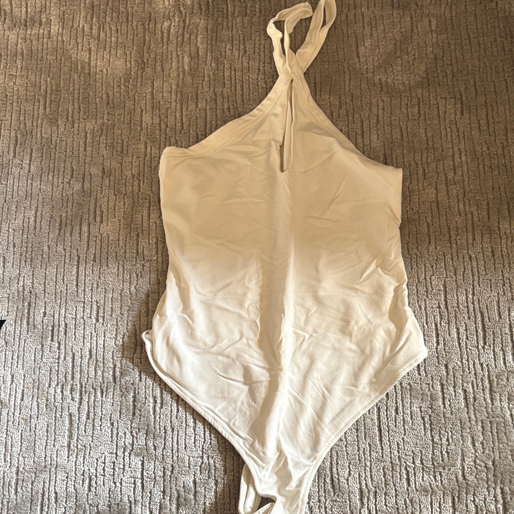 Free People Cream One Shoulder Body Suit